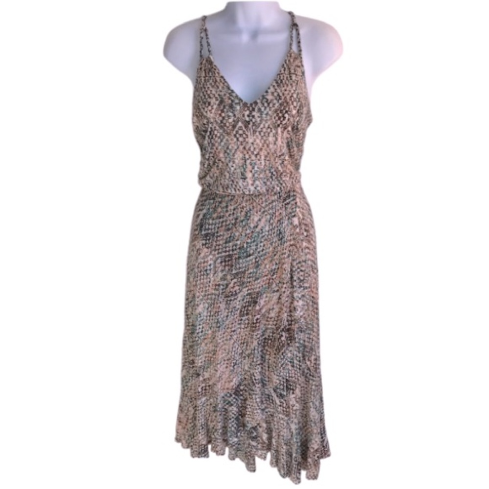 Ella Moss multi abstract earth tones print summer halter sundress sz M in EUC